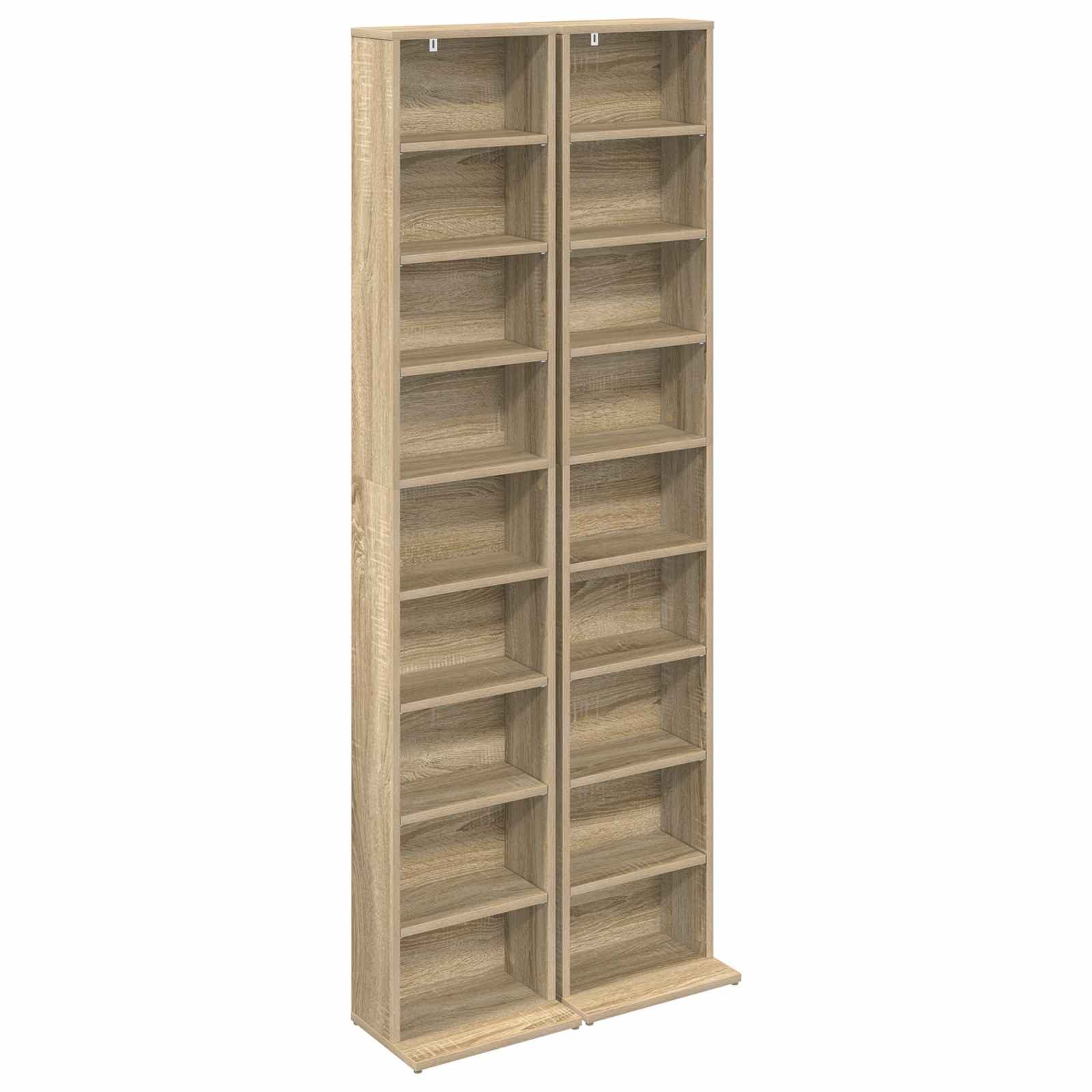 vidaXL Schranksystem CD Regal 2 Stk. Sonoma-Eiche 33 x 23,5 x 175 cm Holzwerkstoff (2-St)