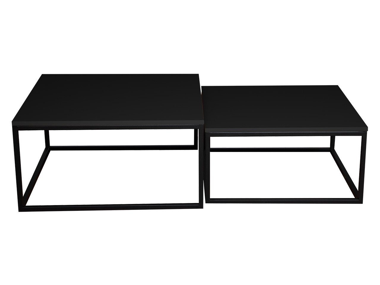 pulverbeschichtet Dual Schwarz Schwarz Couchtisch (2er-Set), schwarz MIRJAN24 Stahl, Molet Vierkantrohrrahmen aus /