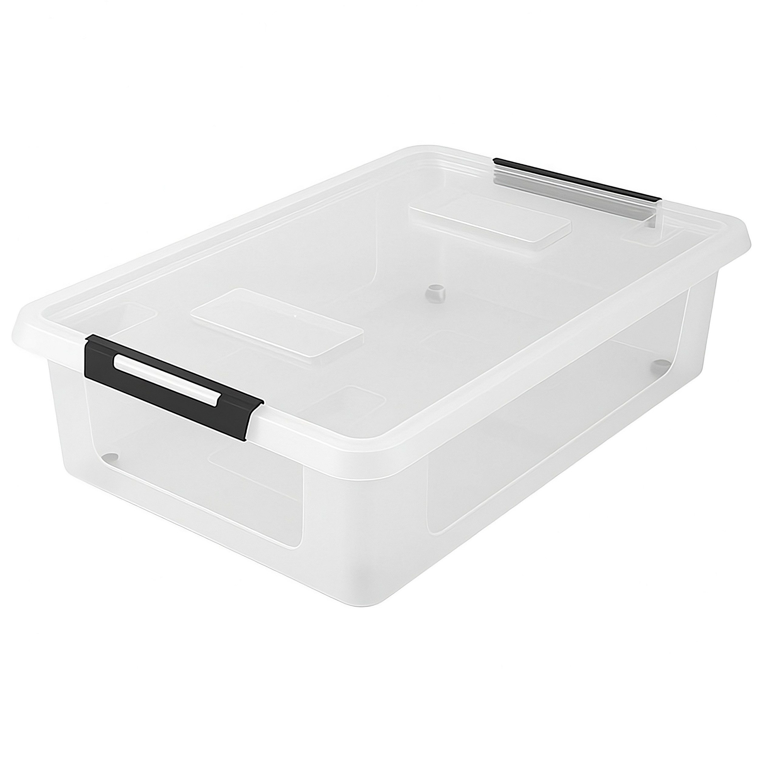 hrb Unterbettkommode transparente Aufbewahrungsbox Rollbar Unterbettbox mit Deckel Click (1 St)