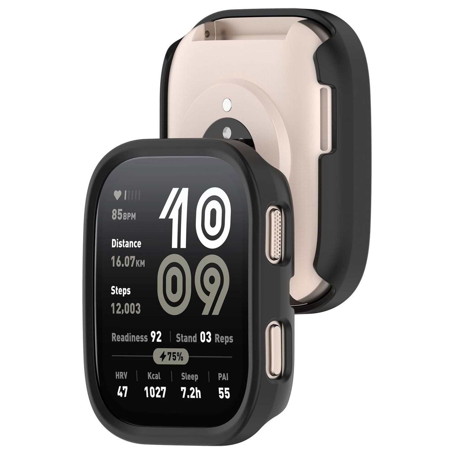 Wigento Smartwatch-Hülle Für Amazfit Bip 6 Design Kunststoff Watch Schutz Gehäuse Hülle Schwarz, Halbseitiger Kunststoff-Schutz, leicht und langlebig