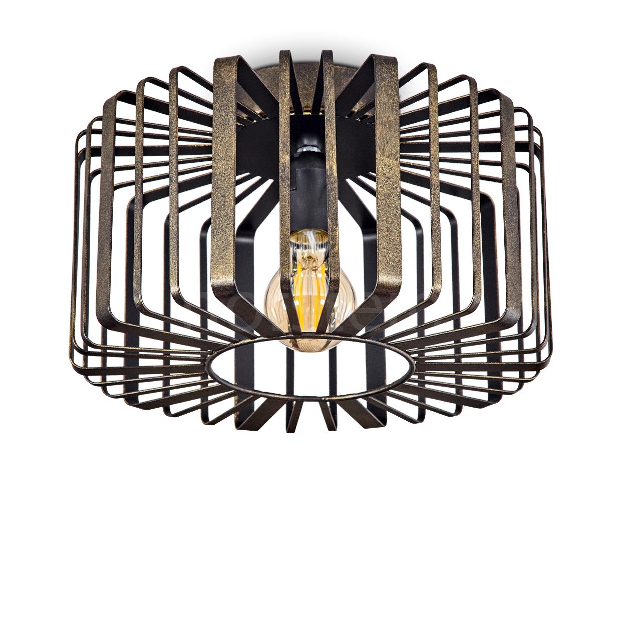 hofstein Deckenleuchte »Aidone« runde Deckenlampe aus Metall in Bronzefarben/Altgoldfarben, ohne Leuchtmittel, E27, Leuchte mit Lichteffekt durch Gitter-Optik