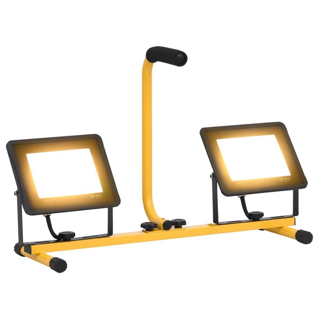 vidaXL Flutlichtstrahler LED-Fluter mit Handgriff 2x50 W Warmweiß