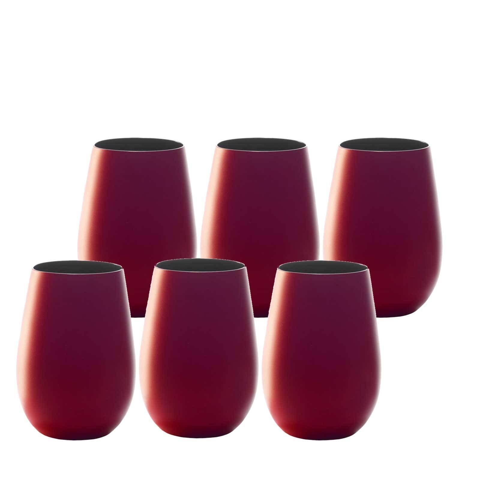 Glas Stölzle Elements Rot-Schwarz Glas 6er 465 ml Set, Becher
