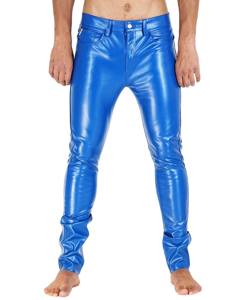Lederhose Bockle® Faux BLUE Leather Stretch Kunst Lederhose blau Lederjeans
