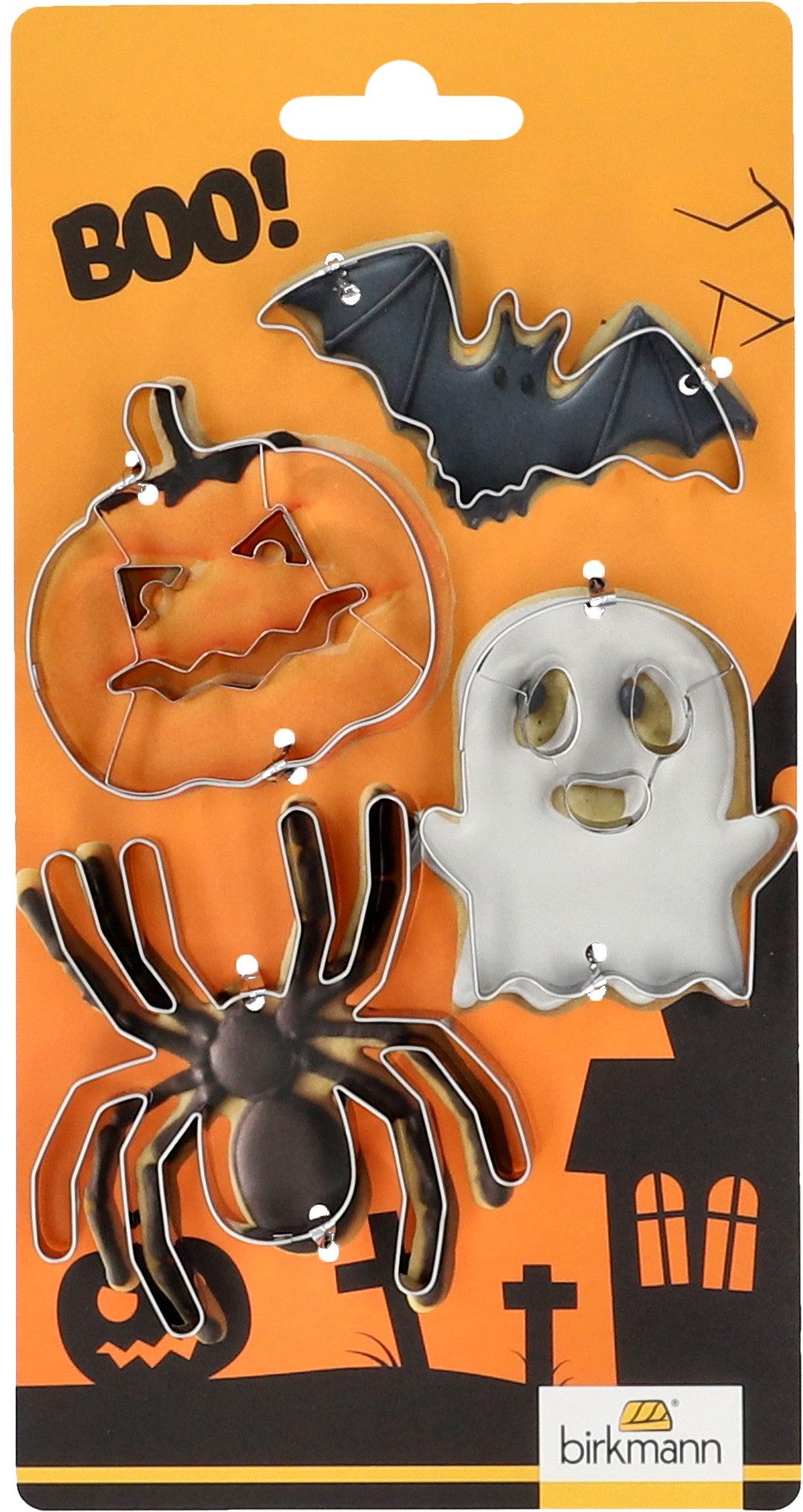 Birkmann Gebäckstempel Ausstechformen-Set Halloween Spider, Edelstahl, 4 Teile