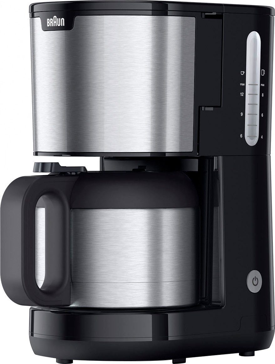 Braun Filterkaffeemaschine PurShine KF1505 BK, 1,2l Kaffeekanne, Papierfilter, Thermokanne schwarz