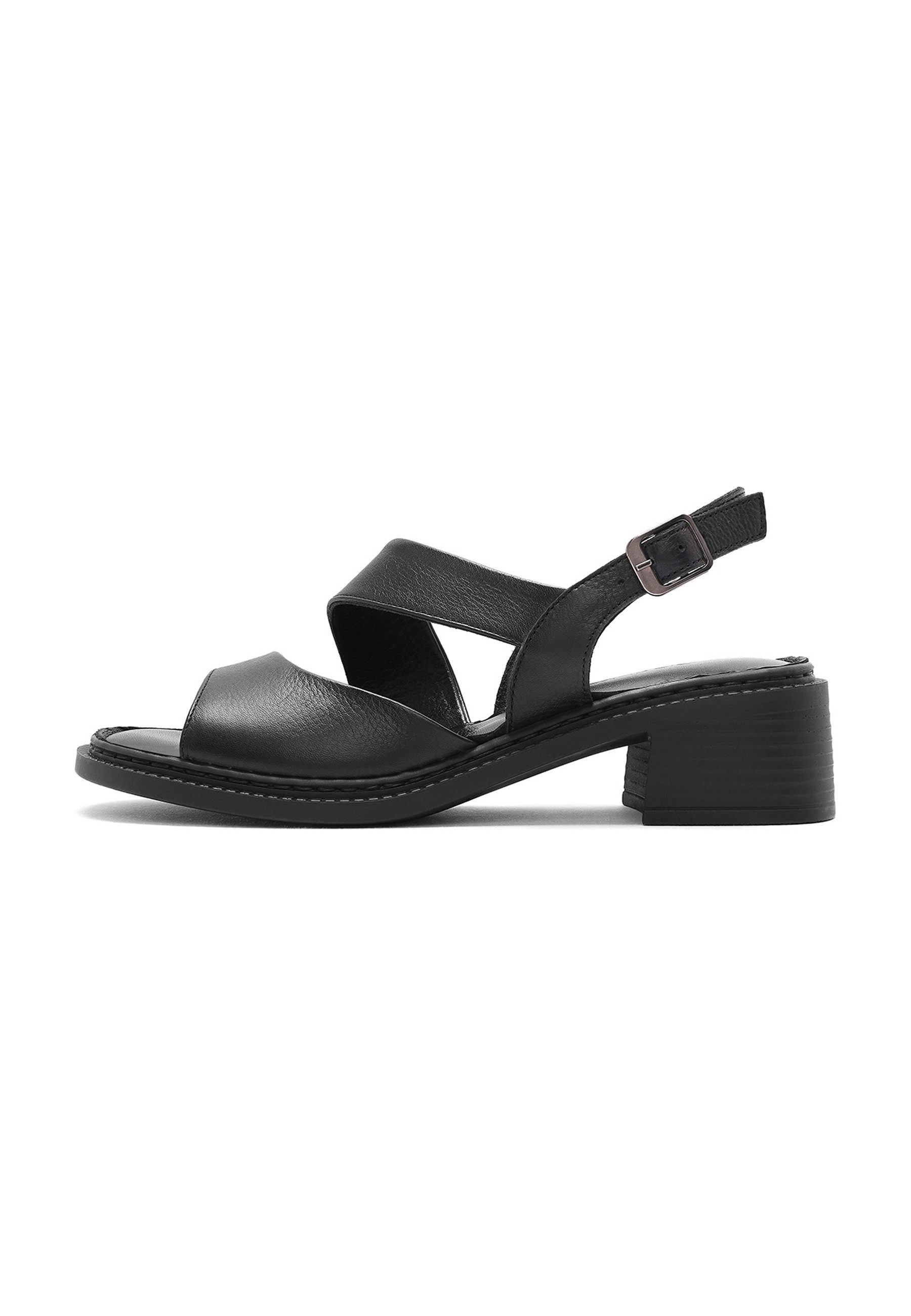Derimod Sandaletten aus Leder mit mittlerem Absatz Sandale Echtes Leder, Lederfutter, Blockabsatz, Verstellbarer Riemen