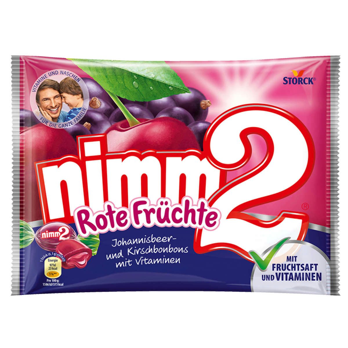 NIMM2 Süßigkeit, Storck Nimm2 Bonbon Rote Früchte mit Vitaminen und Füllung 429g