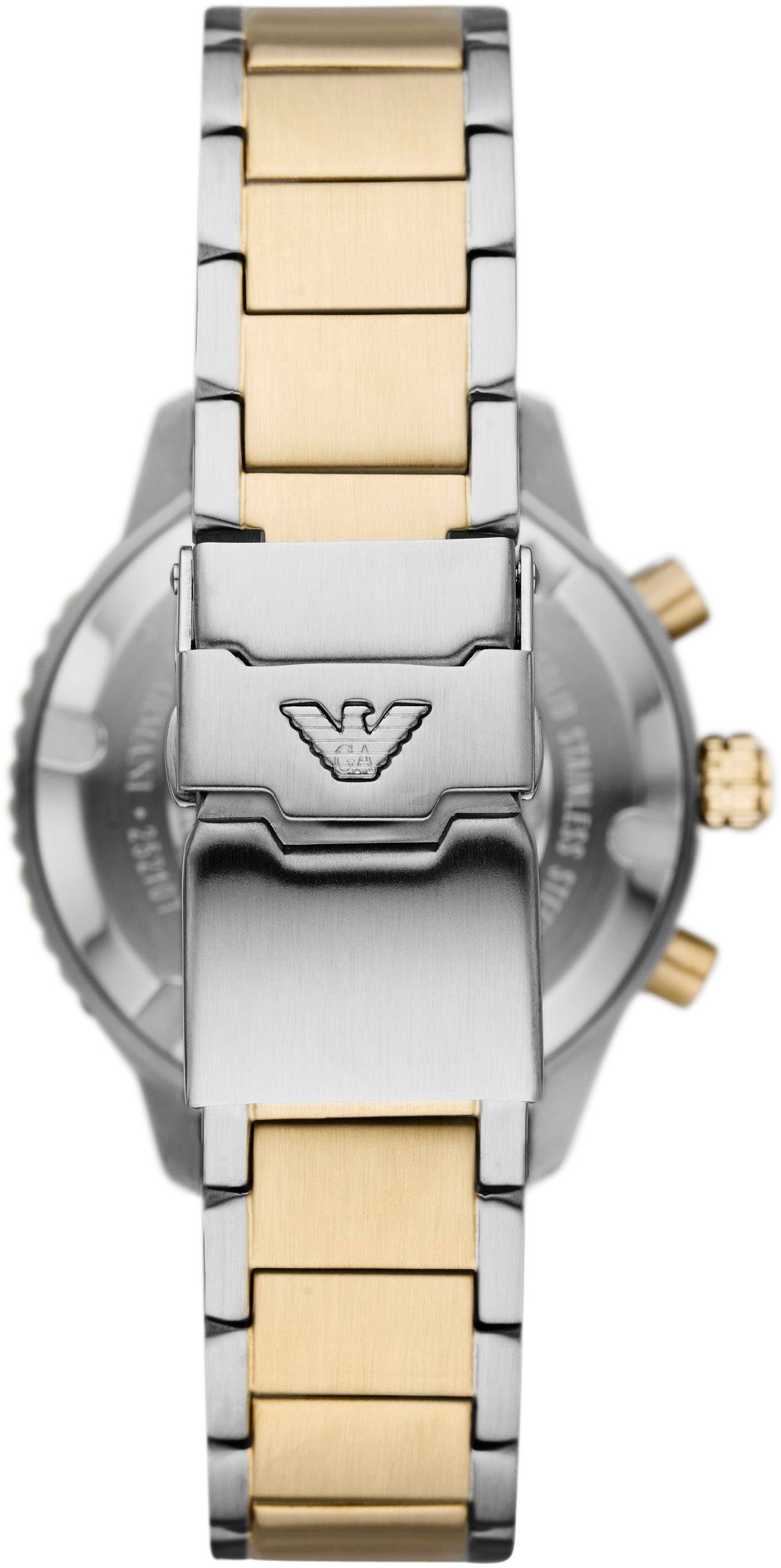 Emporio Armani Chronograph AR11362, Quarzuhr, Armbanduhr, Herrenuhr, Edelstahlarmband, bis 10 bar wasserd.