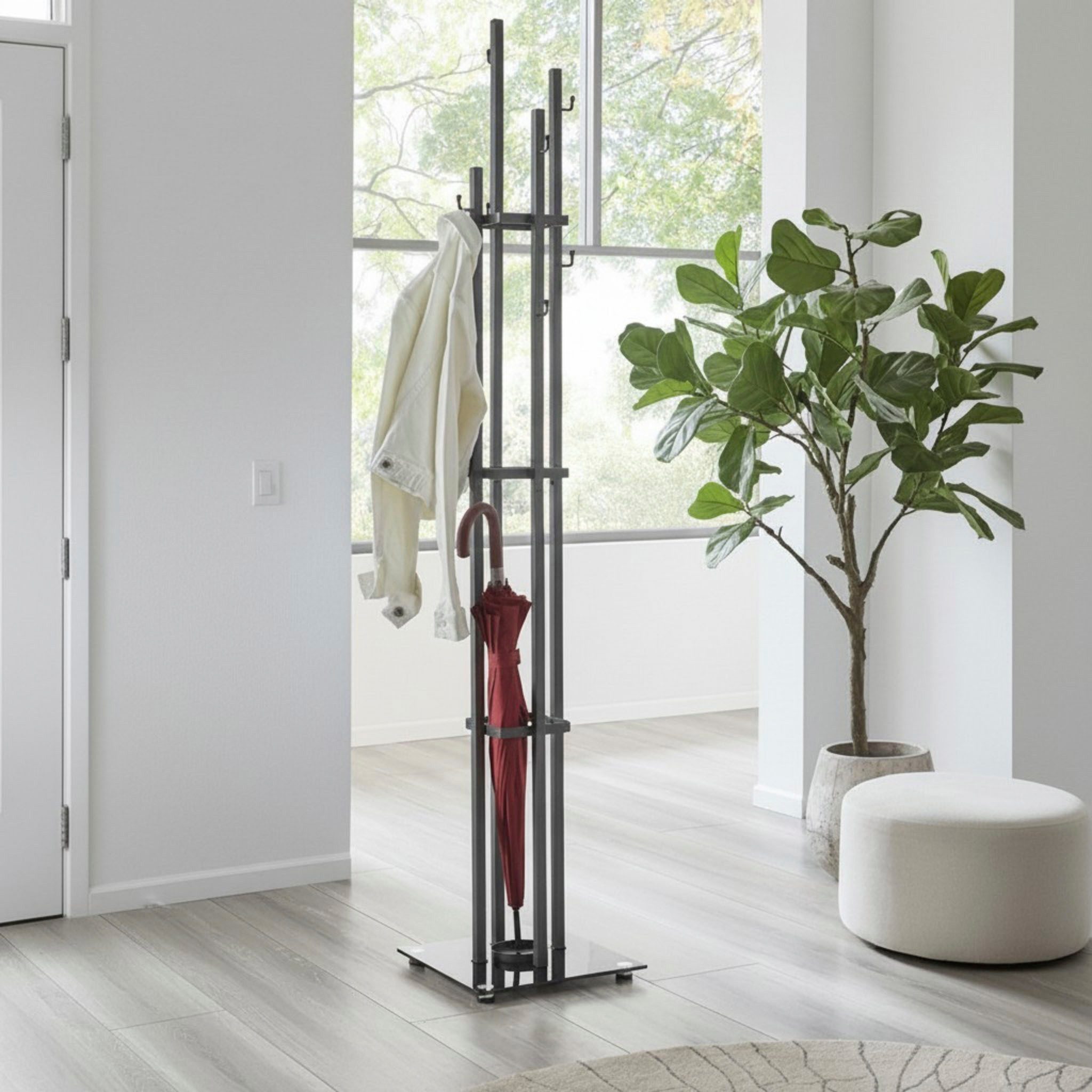 HAKU Garderobenständer Kleiderständer, Standgarderobe, quadratisch - aus Metall Anthrazit - B/T/H 35/35/183 cm