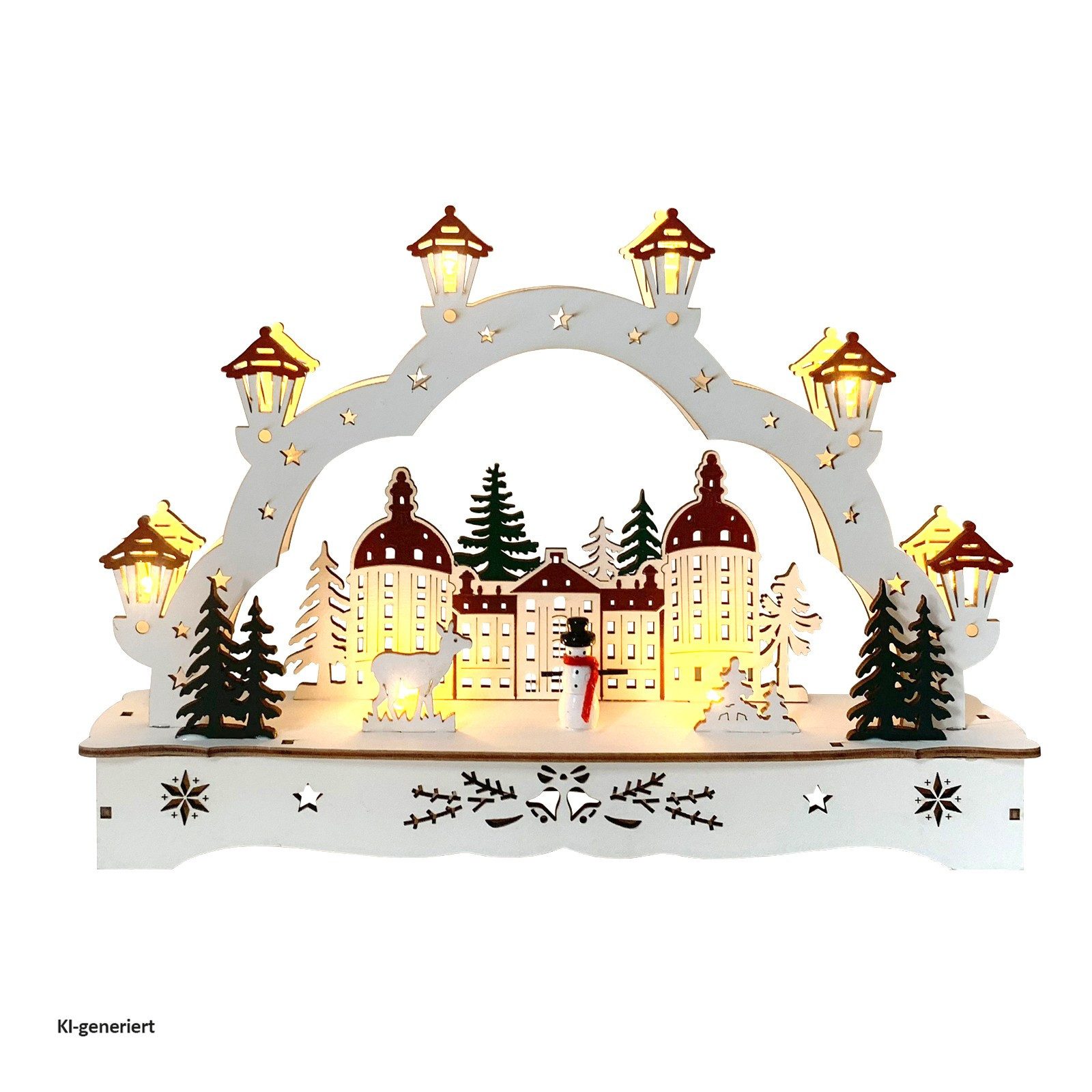 HTI-Living Schwibbogen Lichterbogen in modernem Weiß Winterschloss (1-tlg), Schwibbogen Weihnachtsdeko