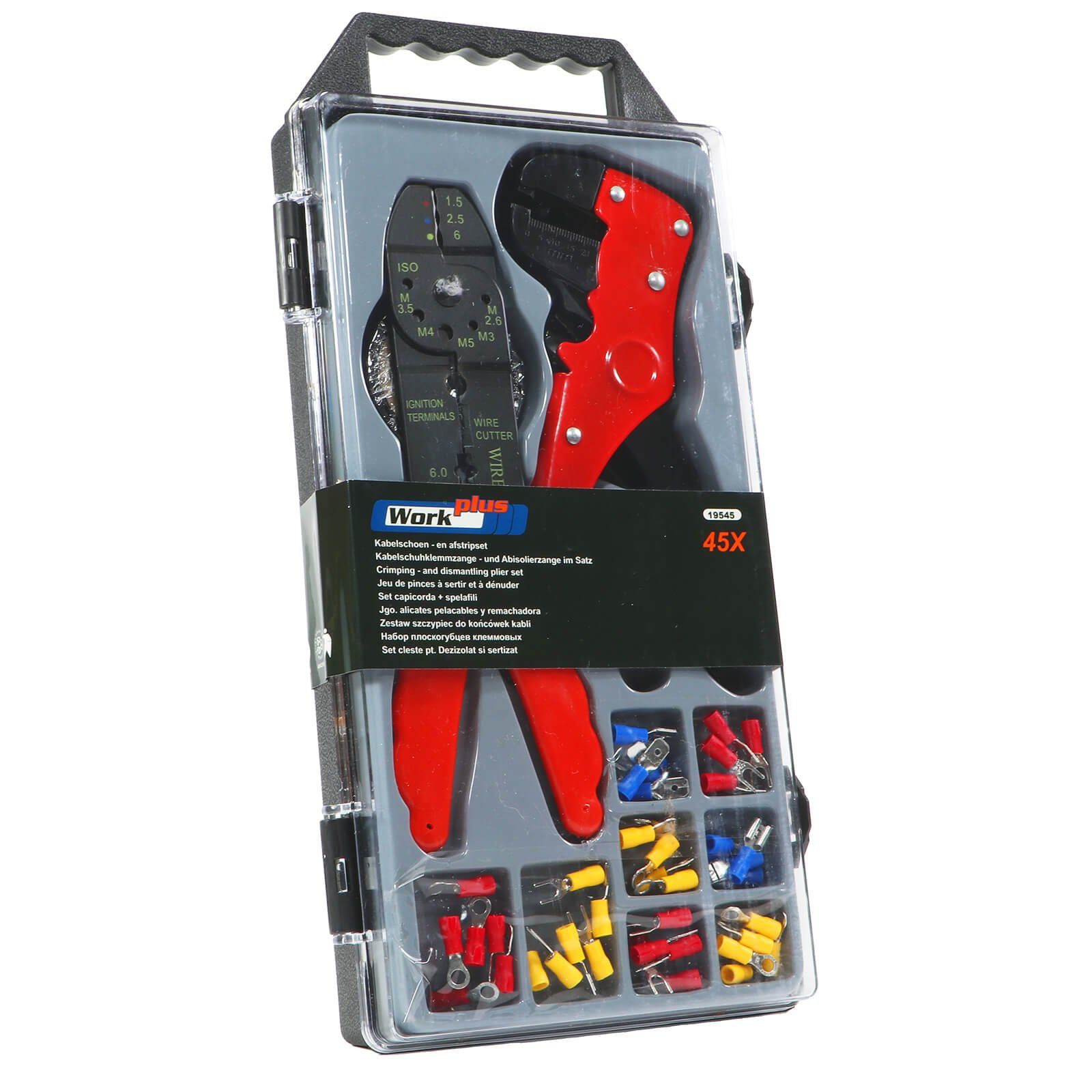 peveha24 Kabelverbinder-Sortiment Kabelschuhzange Abisolierzange Set 195 teilig mit Steckhülsen
