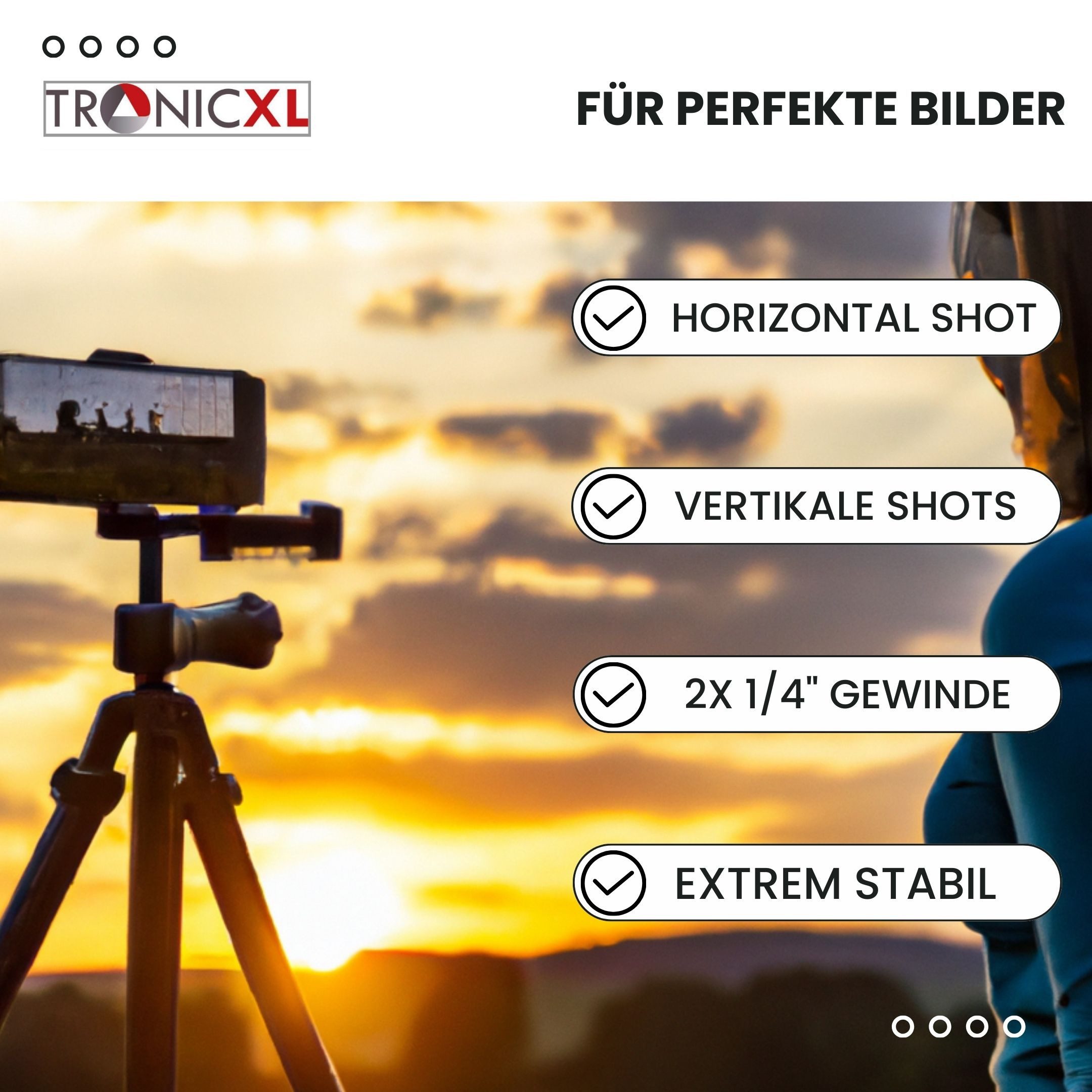 TronicXL Universal Handy Halterung Stativ Adapter Aufsatz für Smartphone iPhone Kamerastativ