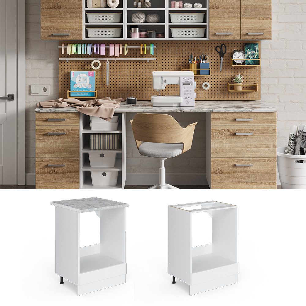 Vicco Schranksystem R-Line, Weiß Hochglanz/Weiß, 60cm günstig online kaufen