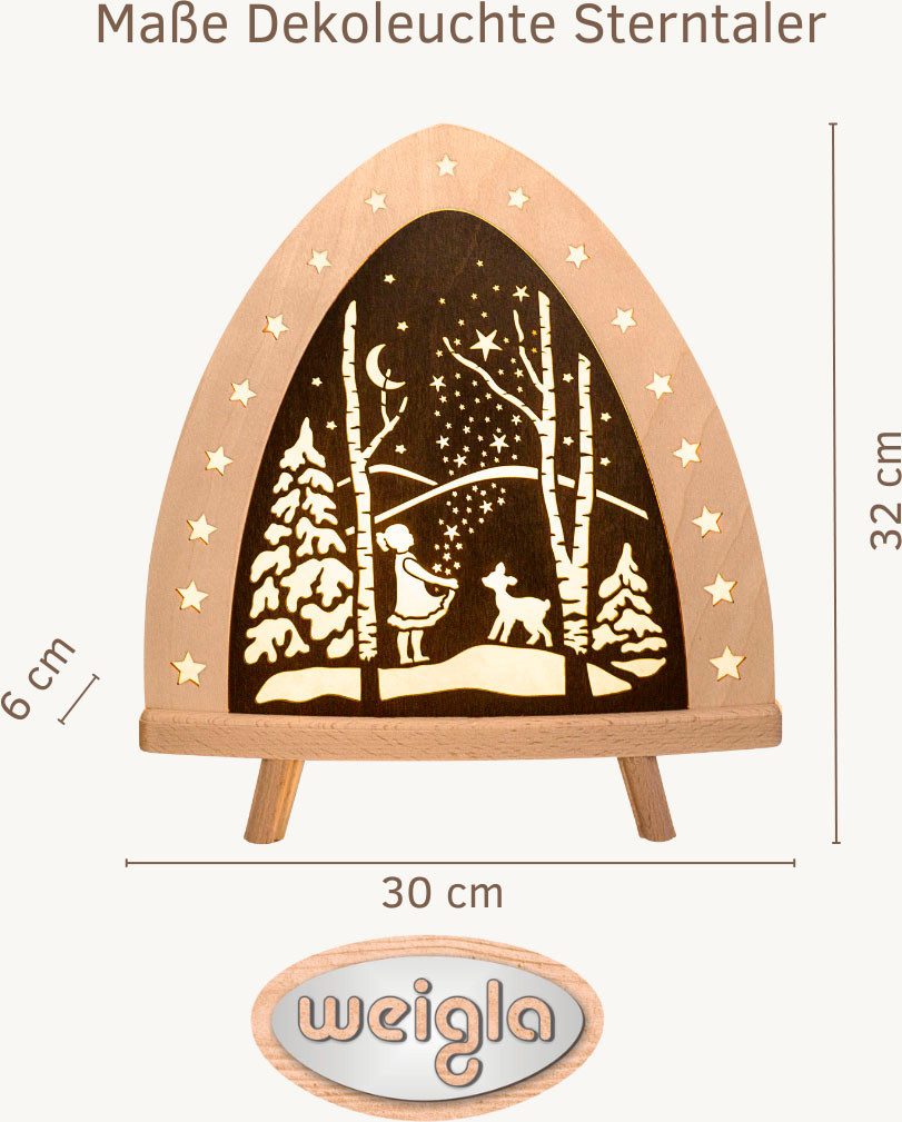 Weigla Lichterbogen LED Sterntaler, Holz Dekolampe, Märchen, NATUR-BRAUN, M günstig online kaufen
