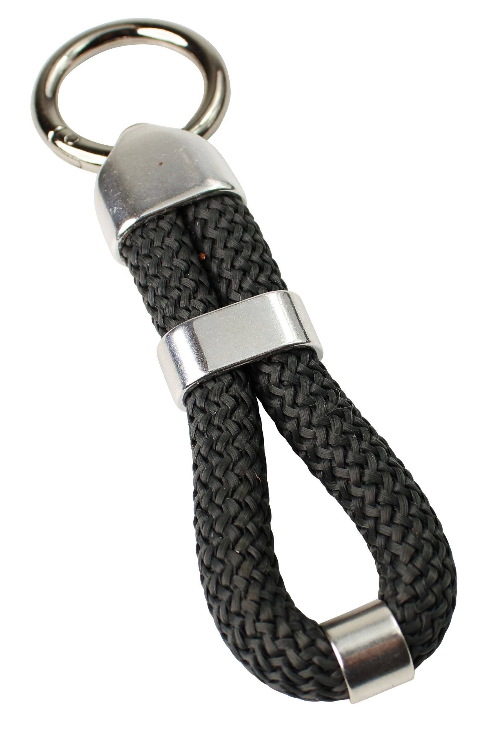 FRONHOFER Schlüsselanhänger 18841, Schlüsselanhänger mit softem Seil in tollen Farben und Zierteilen Grau