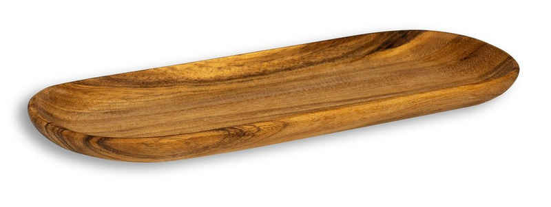 Levandeo® Dekotablett, Holztablett Akazie 35x15cm Rechteckig Schale Obstschale Tablett Oval