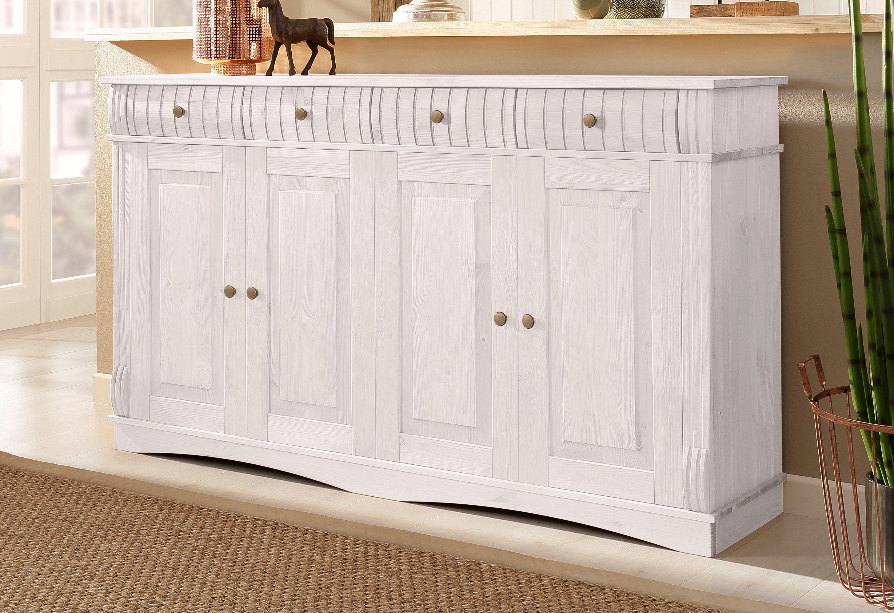 Home affaire Sideboard Teresa (Maße (B/T/H): 152/37/90 cm), Kommode, 4-türi günstig online kaufen