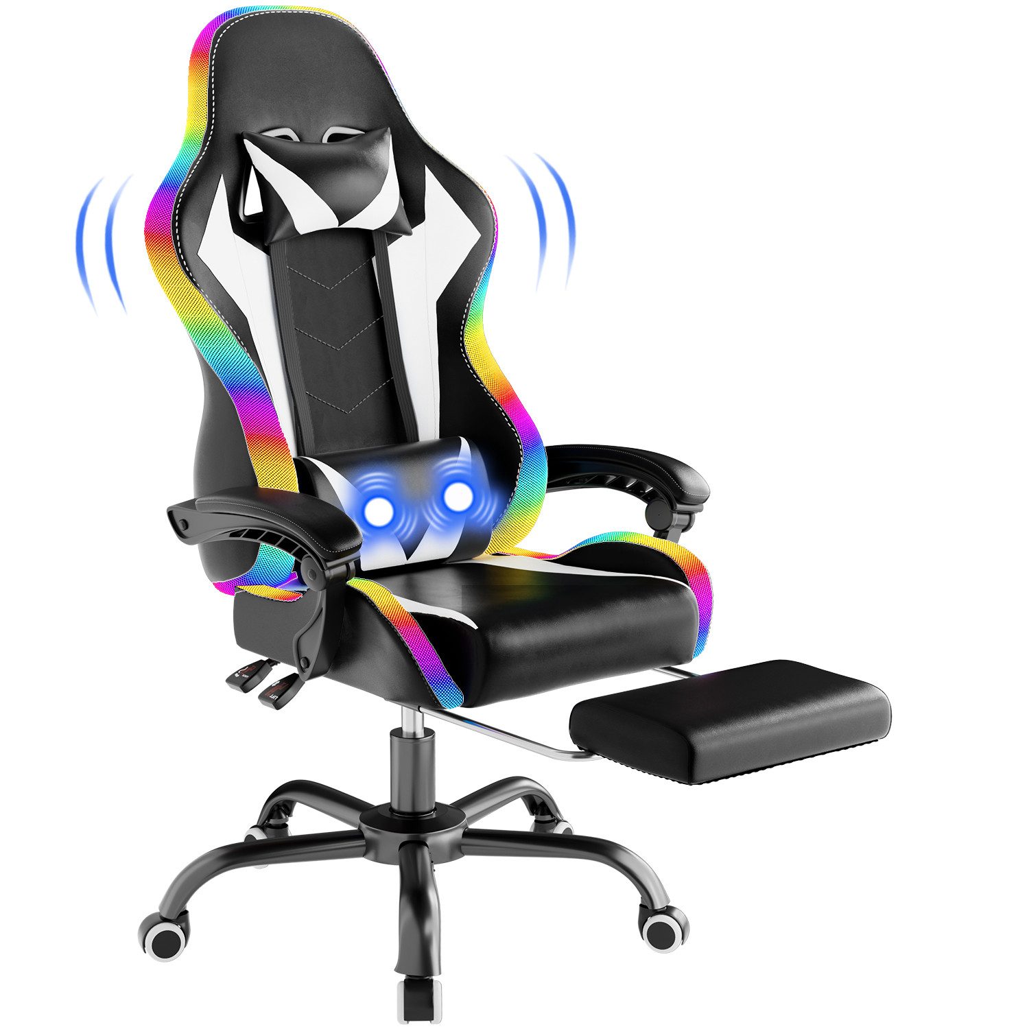 HOMALL Gaming-Stuhl LED Gaming Chair,Massage,Bürostuhl,Gaming Stuhl, günstig online kaufen