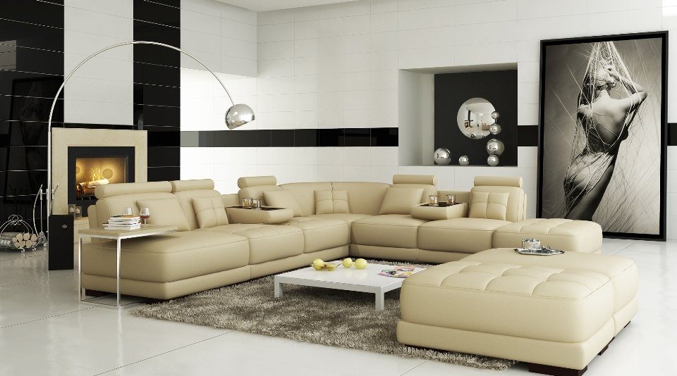 JVmoebel Ecksofa Beiges Ecksofa luxuriöses Made in Design moderne Neu, Couch Europe