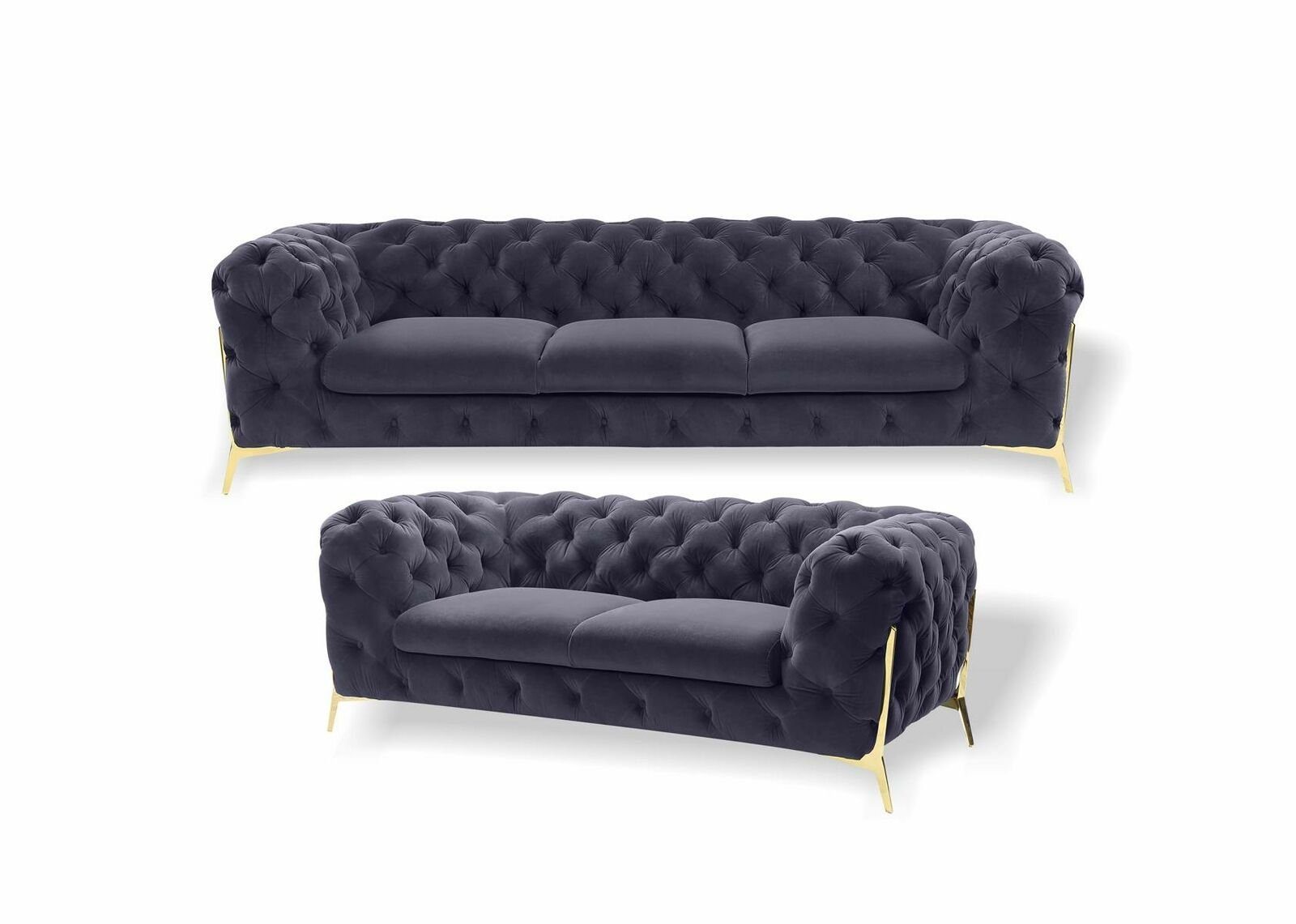 Moderne in Made Neu, Blaue 3+2 Sofa Europe Couchgarnitur JVmoebel Luxus Chesterfield Sitzer