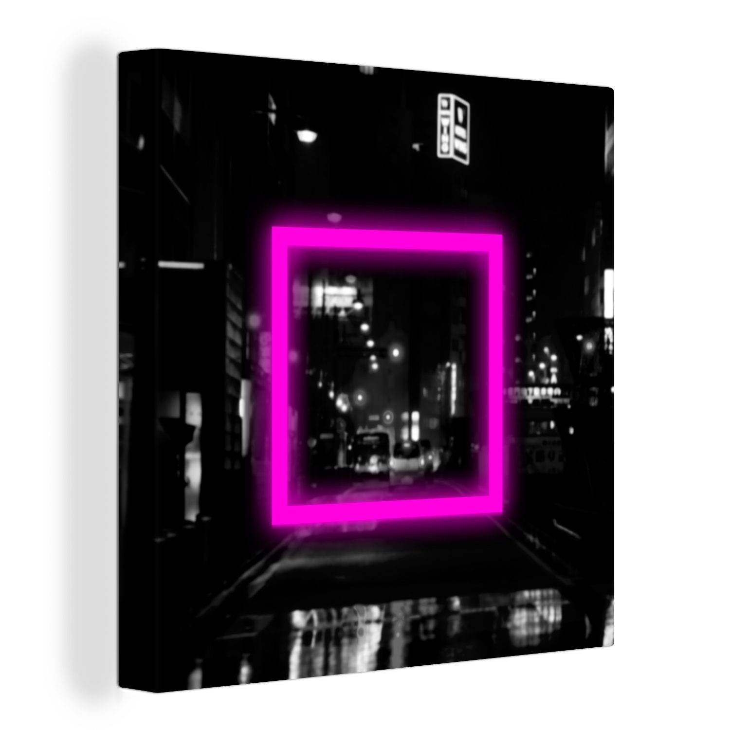 OneMillionCanvasses® Leinwandbild Spiele - Neon - Rosa, (1 St), Leinwand Bilder für Wohnzimmer Schlafzimmer