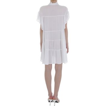 Ital-Design Minikleid Damen Freizeit Rüschen Minikleid in Weiß
