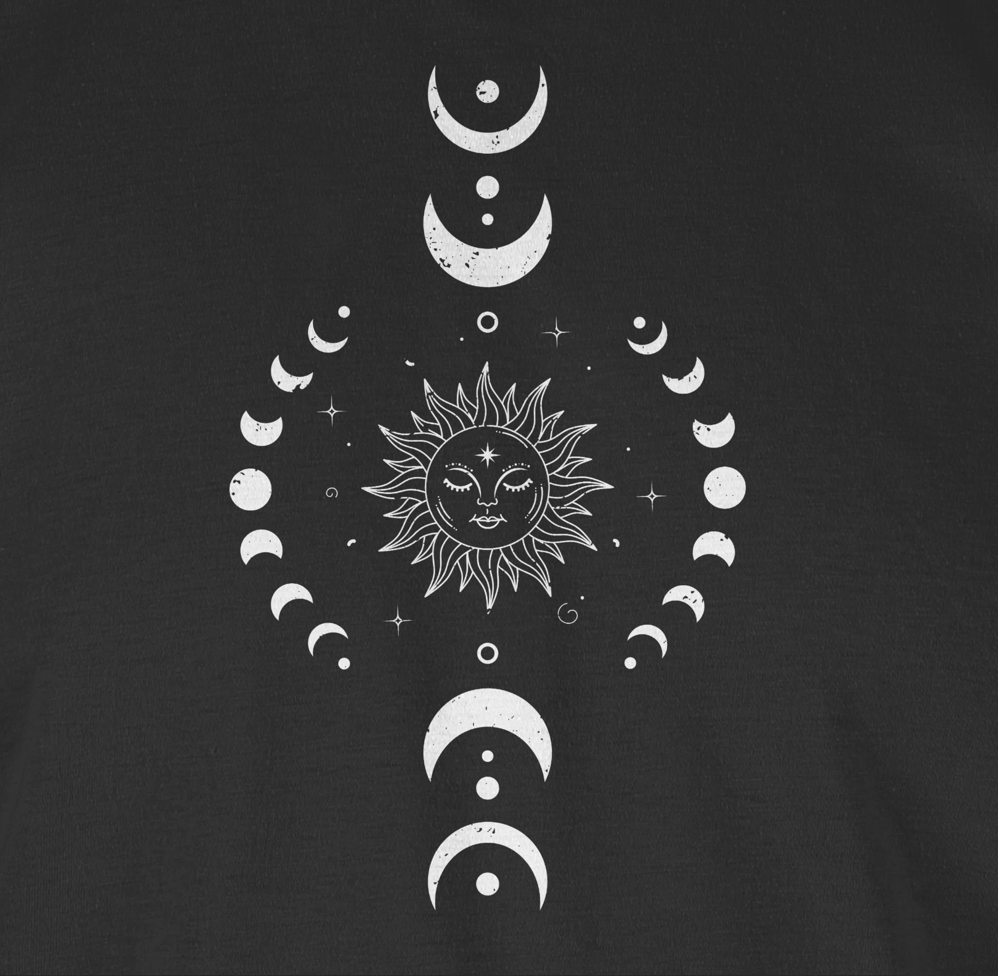 Yoga Rundhalsshirt Yoga Mandala Namaste Schwarz 1 Shirtracer Mondphase Chakra