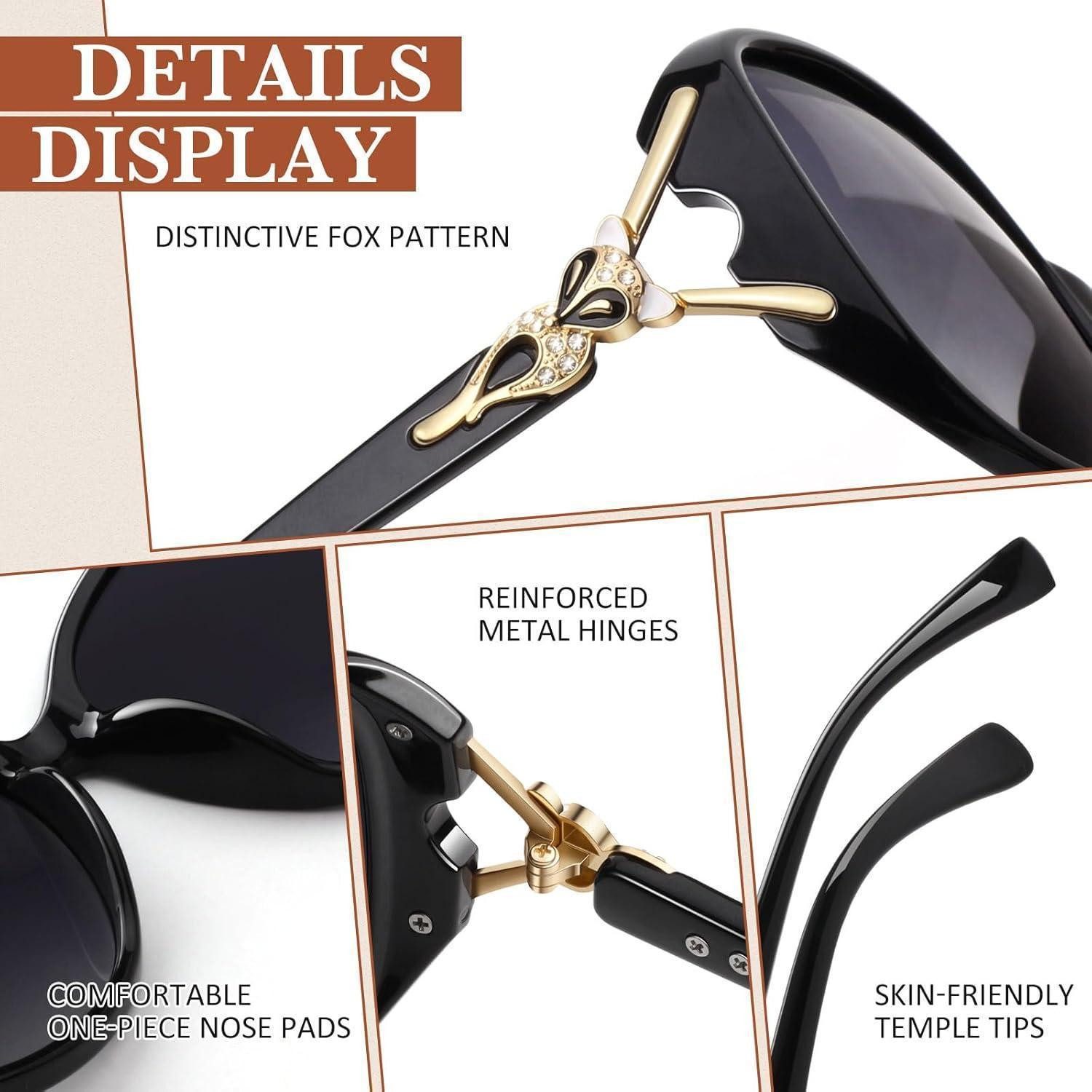 LuxusKollektion Retrosonnenbrille Sonnenbrille Damen polarisiert Schwarz Rahmen Farbverlauf Grau Linse