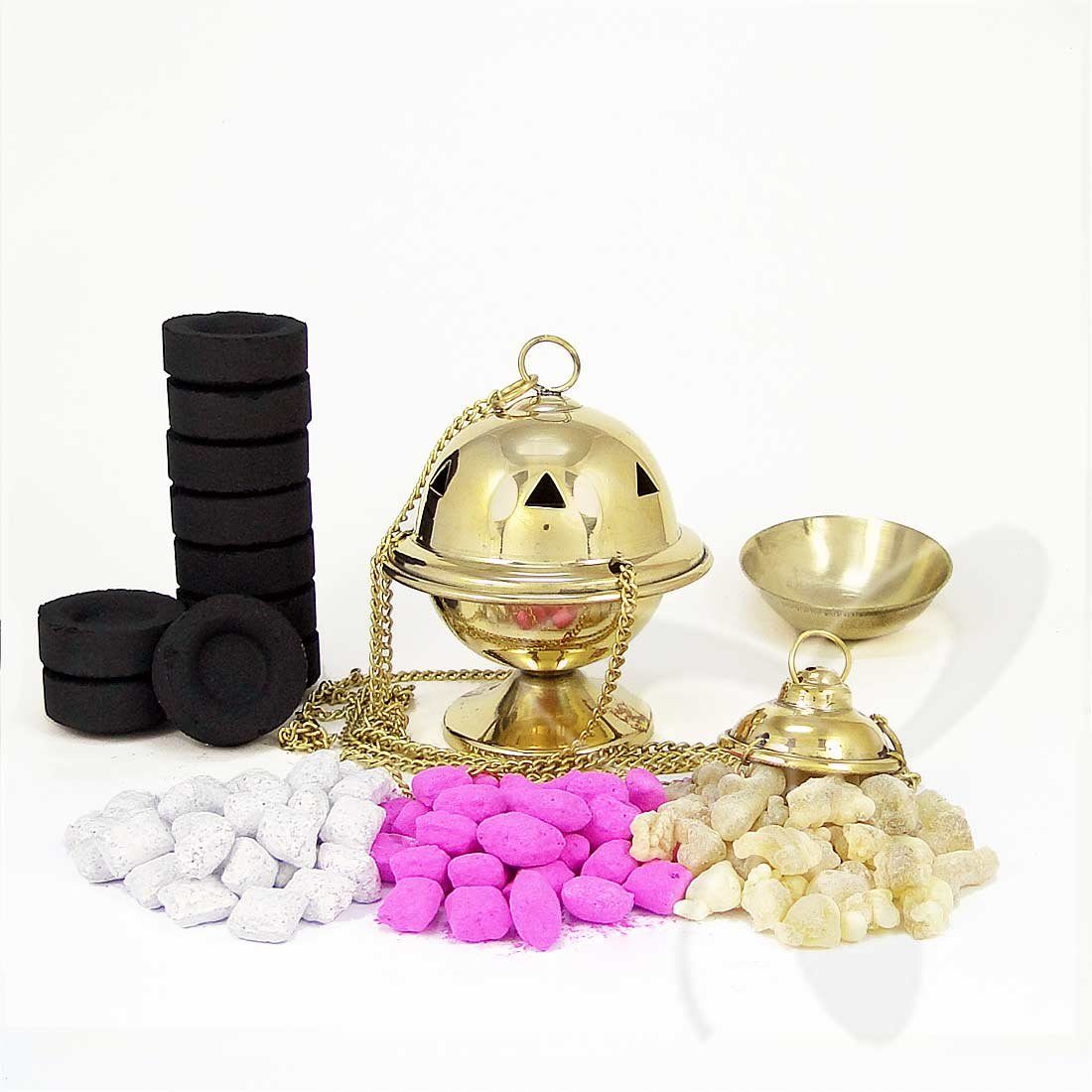 NKlaus Räucherschale 2941 Weihrauchständer mit Einsatzschale Messing Ha, Räuchergefäß