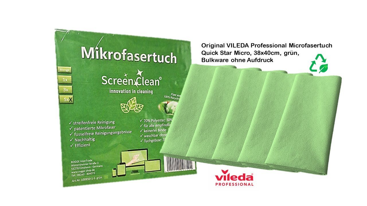 Screen Clean Vileda Professional QuickStar micro Reinigungstücher (5-tlg)