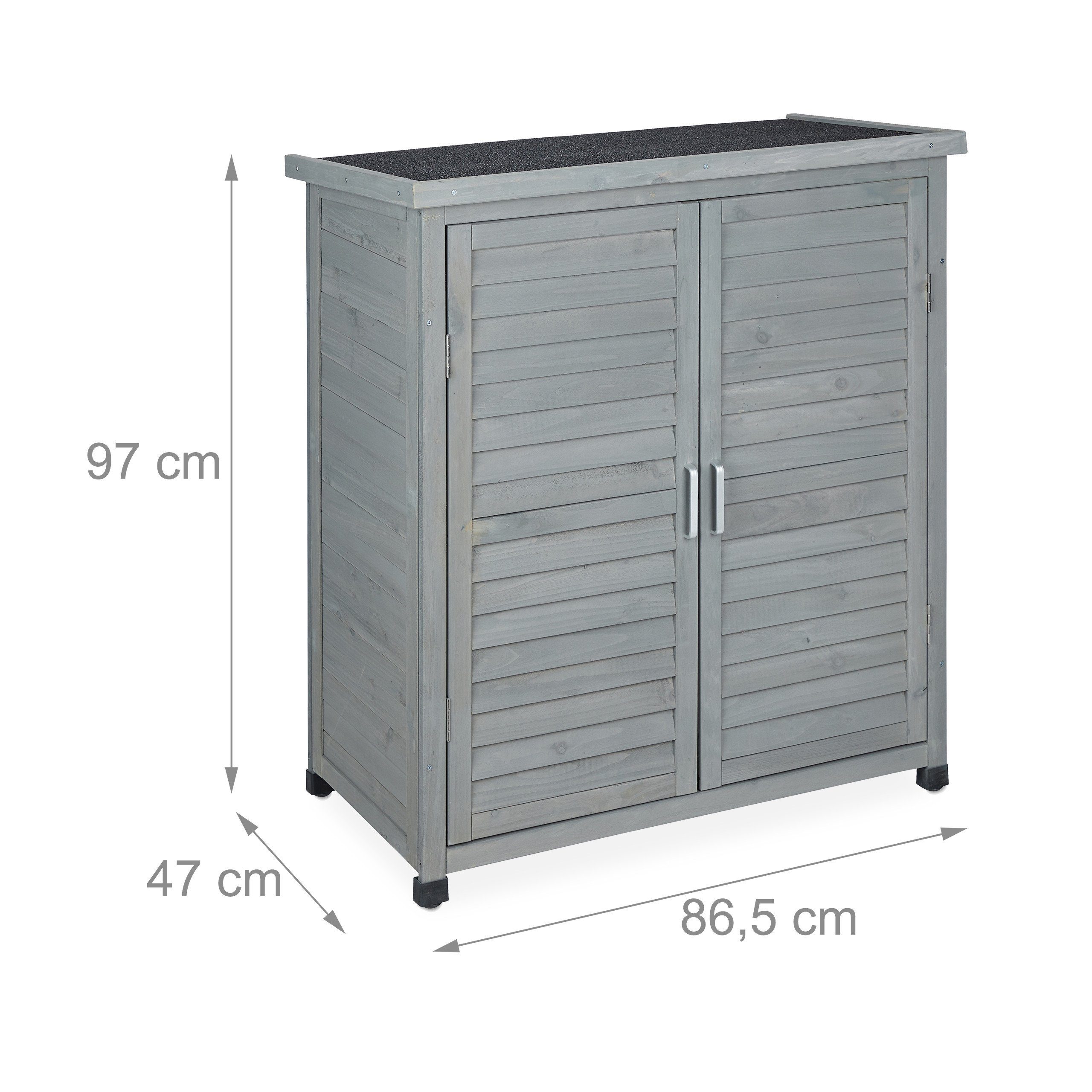 relaxdays Garten-Geräteschrank Grauer Gartenschrank 3 Fächer, BxT: 86.5x47 cm, (1 St) – Bild 4 von 5