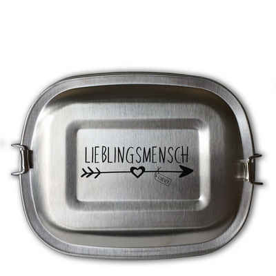 elbedruck Lunchbox Edelstahl Brotdose Lunchbox mit Motiv Schriftzug Lieblingsmensch 3 Größen zur Auswahl, auch als Set erhältlich Lasergravur Geschenk für den Liebling, kleine Dose (ca. 700 ml)