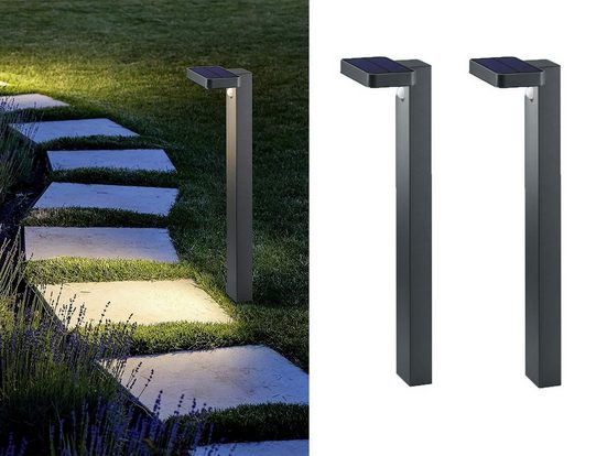 meineWunschleuchte LED Solarleuchte, 2er Set PollerLeuchte mit