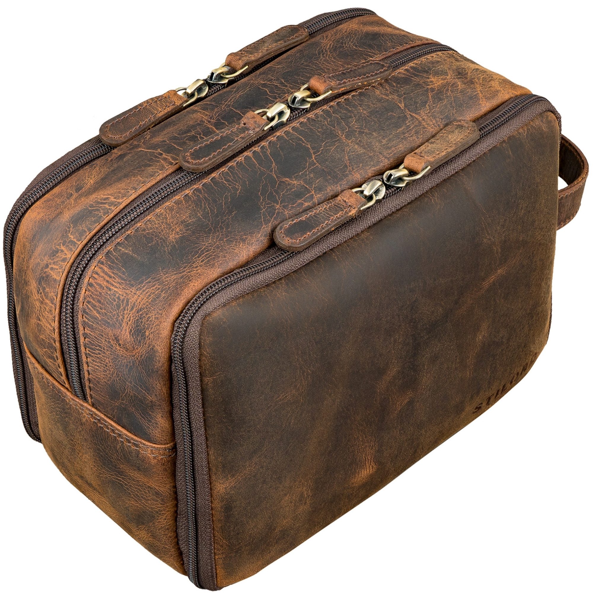 STILORD Kulturbeutel "Corse" Kulturtasche Leder XL