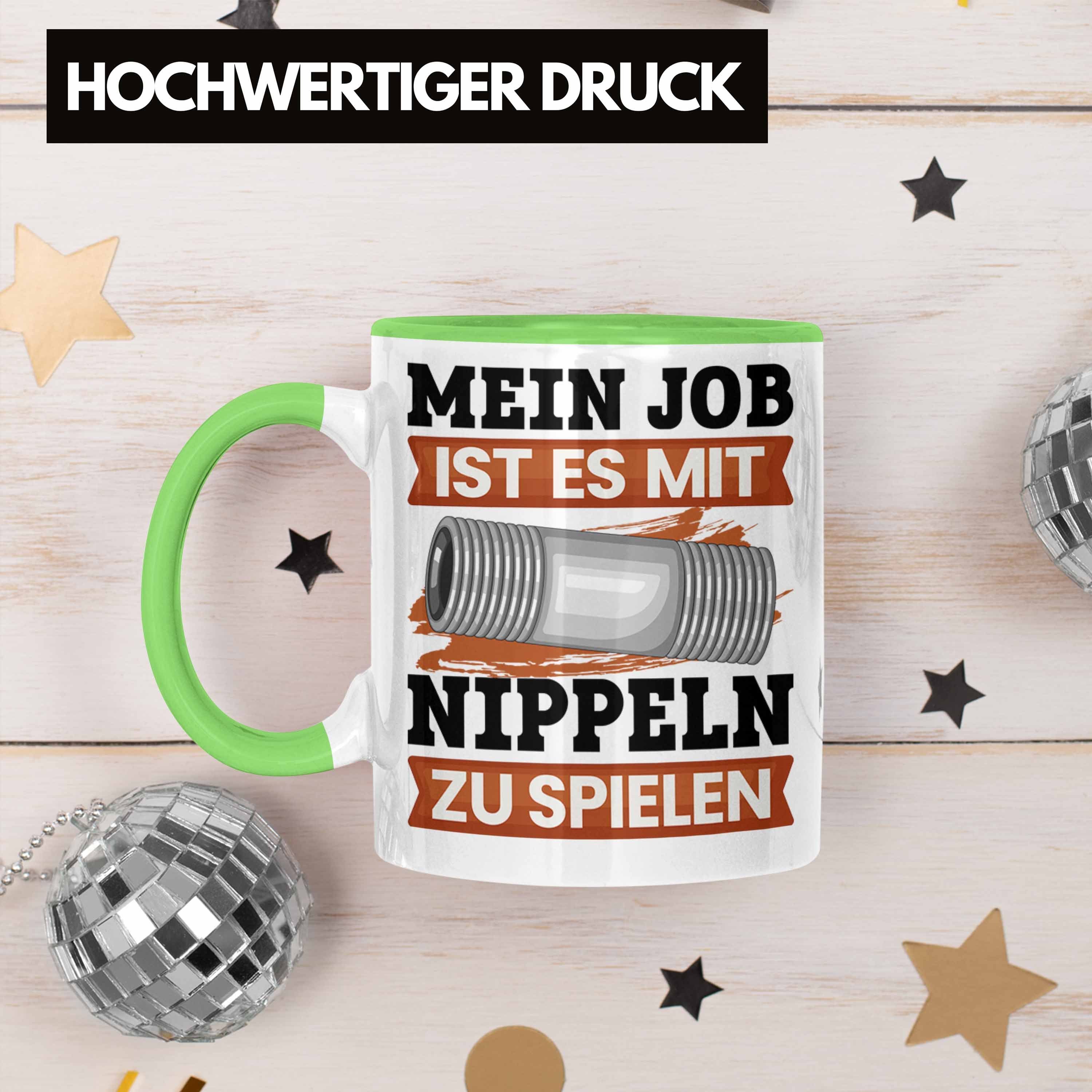 Trendation Grün Geschenk Heizungsbauer Nippeln Spruch Klempner Spielen Tasse Tasse Lustiger