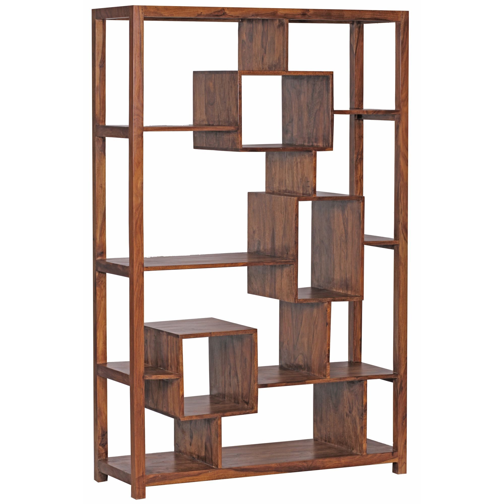 furnicato Bücherregal Massivholz, Walnuss Finish 180x115x40 cm, 1-tlg.