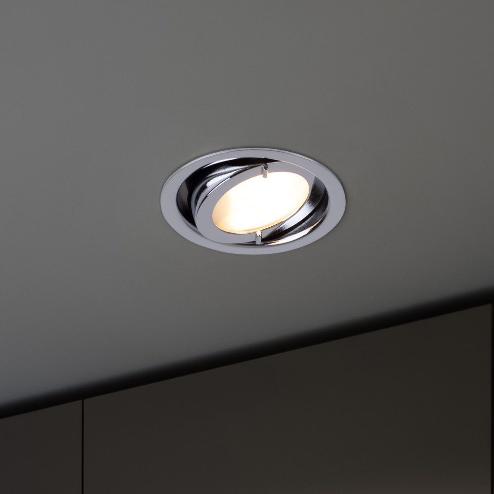 Paulmann LED Einbaustrahler, Leuchtmittel rund Strahler Paulmann Leuchte Einbau Set 3er inklusive, Chrom Spot Lampe Warmweiß, Metall