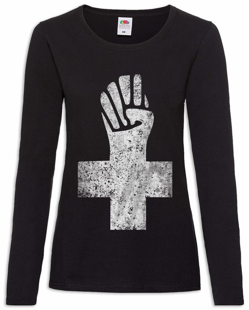Urban Backwoods Langarmshirt Anarchist Cross Damen Langarmshirt Anarchy Kreus Logo Symbol Anarchie (1-tlg) Punk Demo Fist Rock