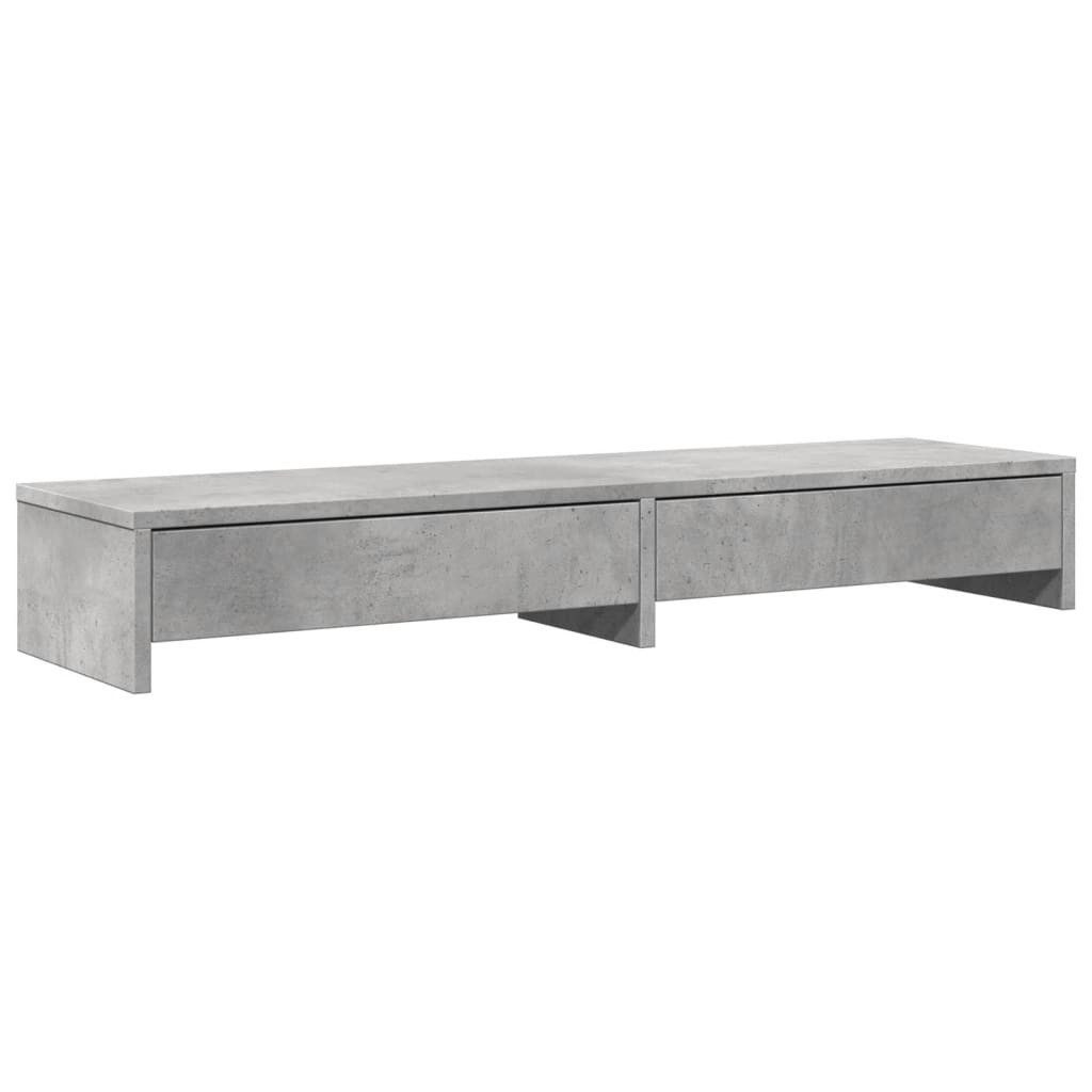 Computertisch Monitorständer mit Schubladen Betongrau 100x27x15 cm
