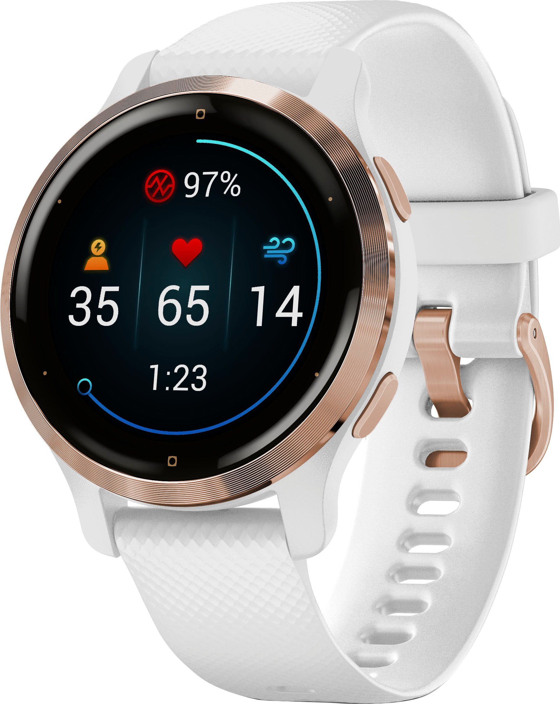 Garmin Venu 2S Smartwatch weiß, Weiß rose (2,8 vorinstallierten 25 Zoll), Sport-Apps | cm/1,1
