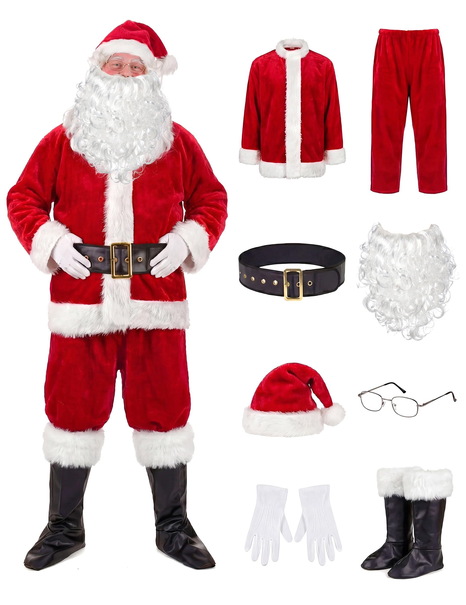 Kostüm Deluxe Weihnachtsmann Kostüm rot-weiss