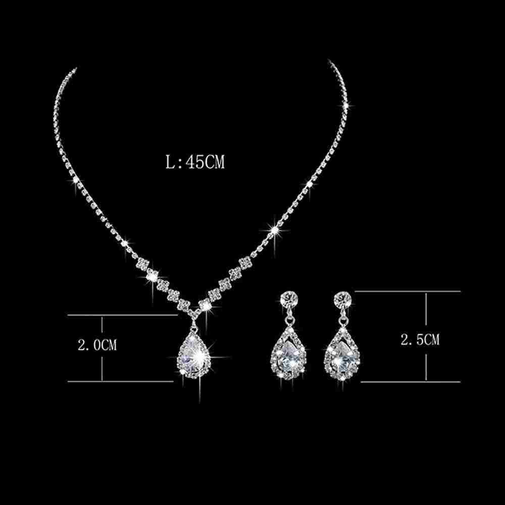 Taffstyle Schmuckset Elegantes Schmuck Set Halskette & Ohrringe Tropfen Design mit Zirkonia (Funkelndes Set aus Kette und Ohrringen mit glitzernden Zirkonia-Ste – Bild 5 von 5