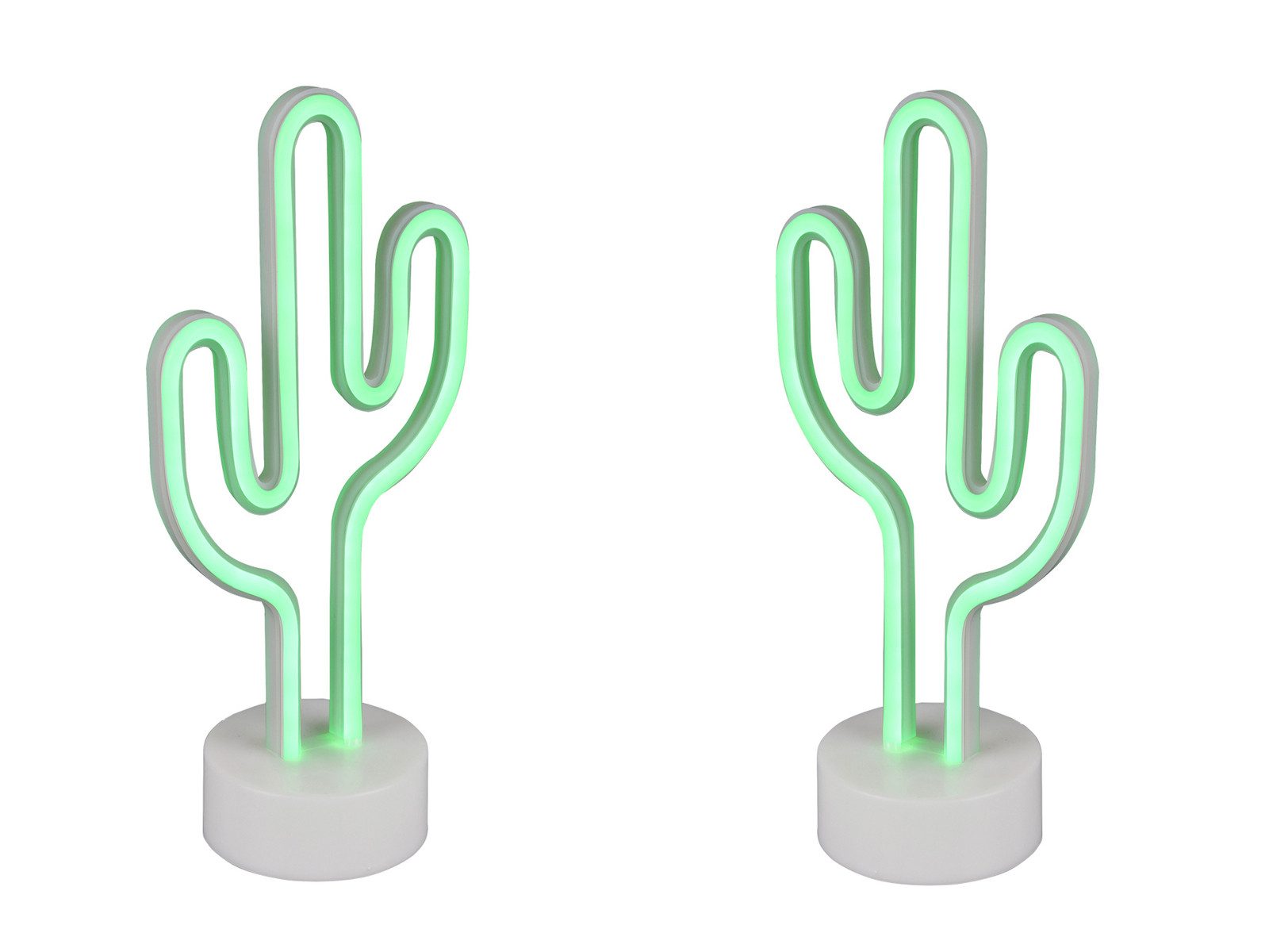Reality Leuchten LED Dekolicht, LED fest integriert, 2er SET Dekoleuchte ausgefallene Tisch-lampe Kaktus ohne Kabel H: 29cm