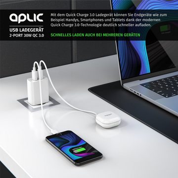 Aplic USB-Ladegerät (3000 mA, 2-Port, 30W, Quick Charge 3.0 (QC 3.0) Schnelladefunktion)