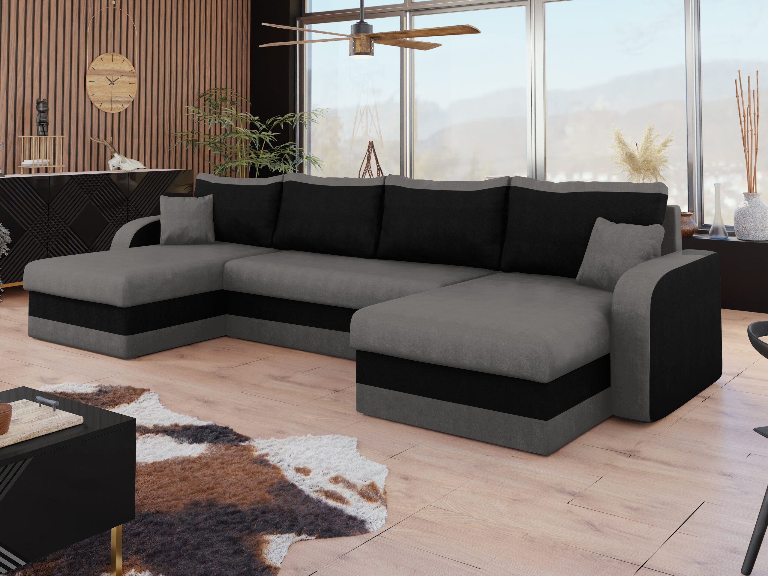 MIRJAN24 Wohnlandschaft Kris U, mit Schlaffunktion und drei Bettkasten, U-Form mit Kissen-Set, L: 304 cm