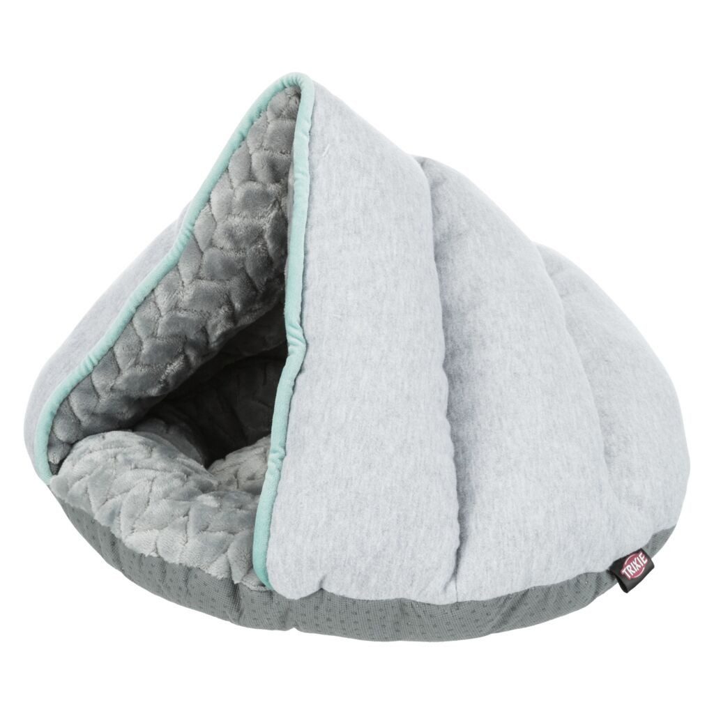 TRIXIE Tierhöhle Junior Kuschelhöhle für Welpen - hellgrau/mint - 45 × 30 × 40 cm