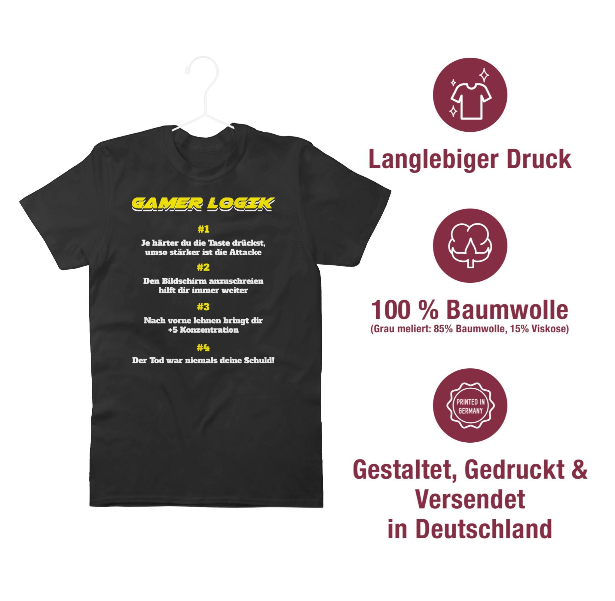 Shirtracer T-Shirt Gamer Logik Nerd Geschenke