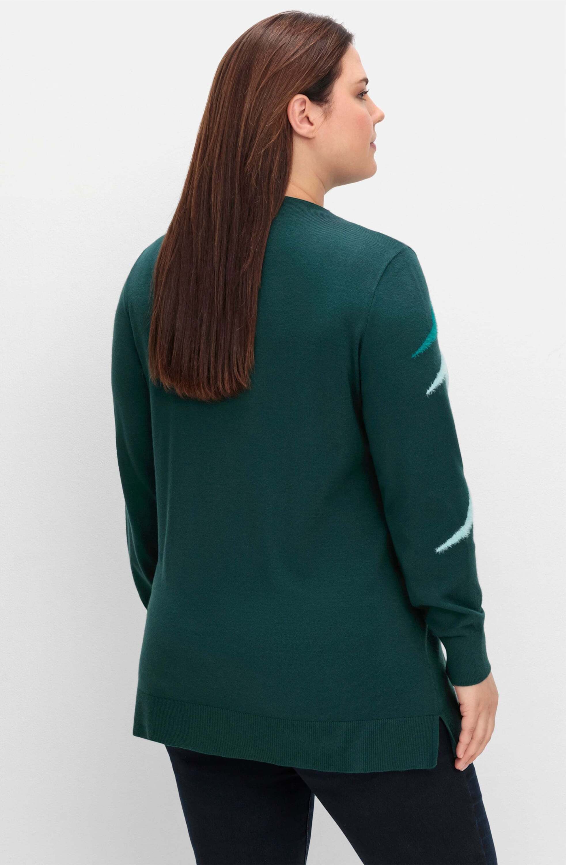 Sheego Strickpullover Stehkragenpullover Langarm Intarsien, Feinstrick mit günstig online kaufen