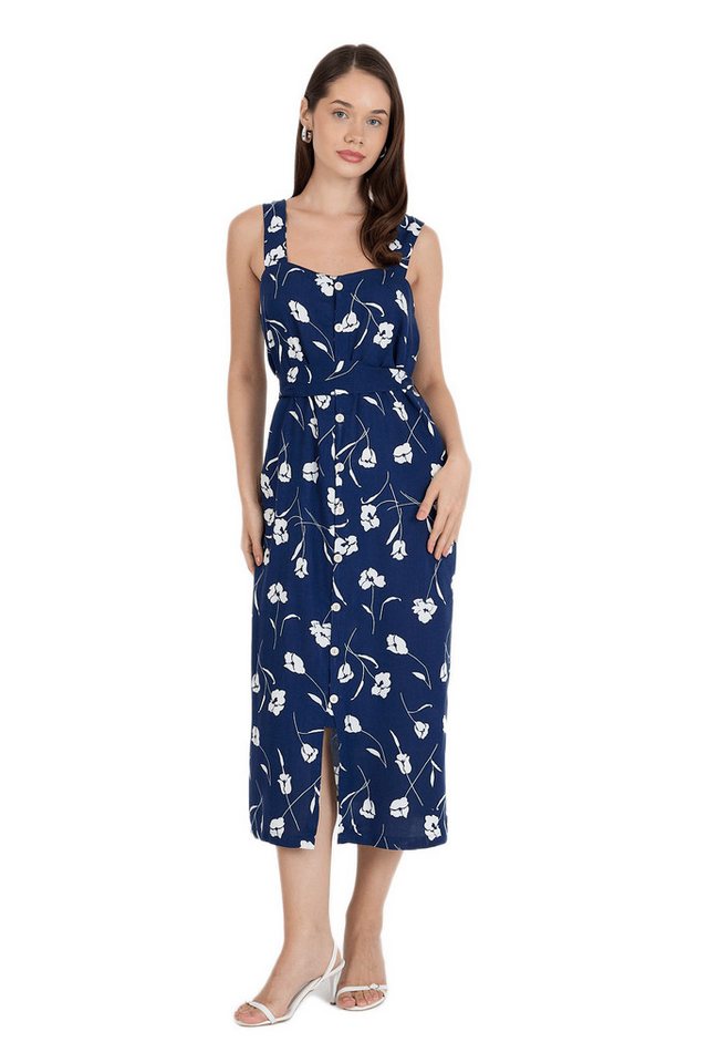 Phistan Midikleid Damenkleid aus Webstoff